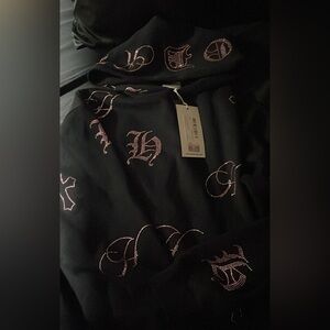 Hoodrich Black Hoodie with Pink Embellishments